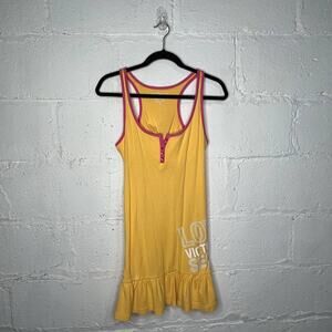 Victoria's Secret Women's Love Racerback Pajama Cotton Yellow Pink Size Medium